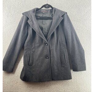 Jason Kole Womens Wool Blend Hooded Peacoat Size Medium
